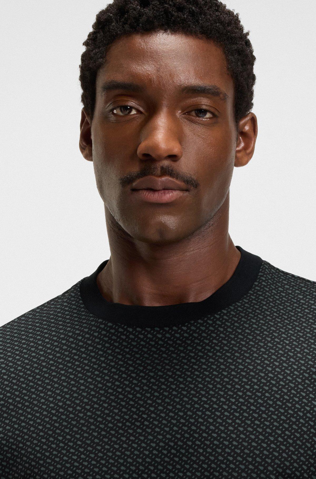 Mercerized-cotton T-shirt with two-tone monograms Product Image