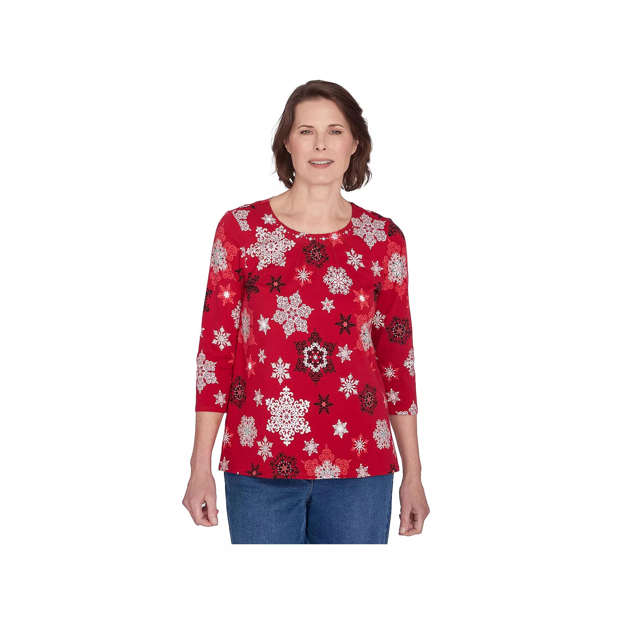 Women's Alfred Dunner Classic Snowflake Top, Size: XL Product Image
