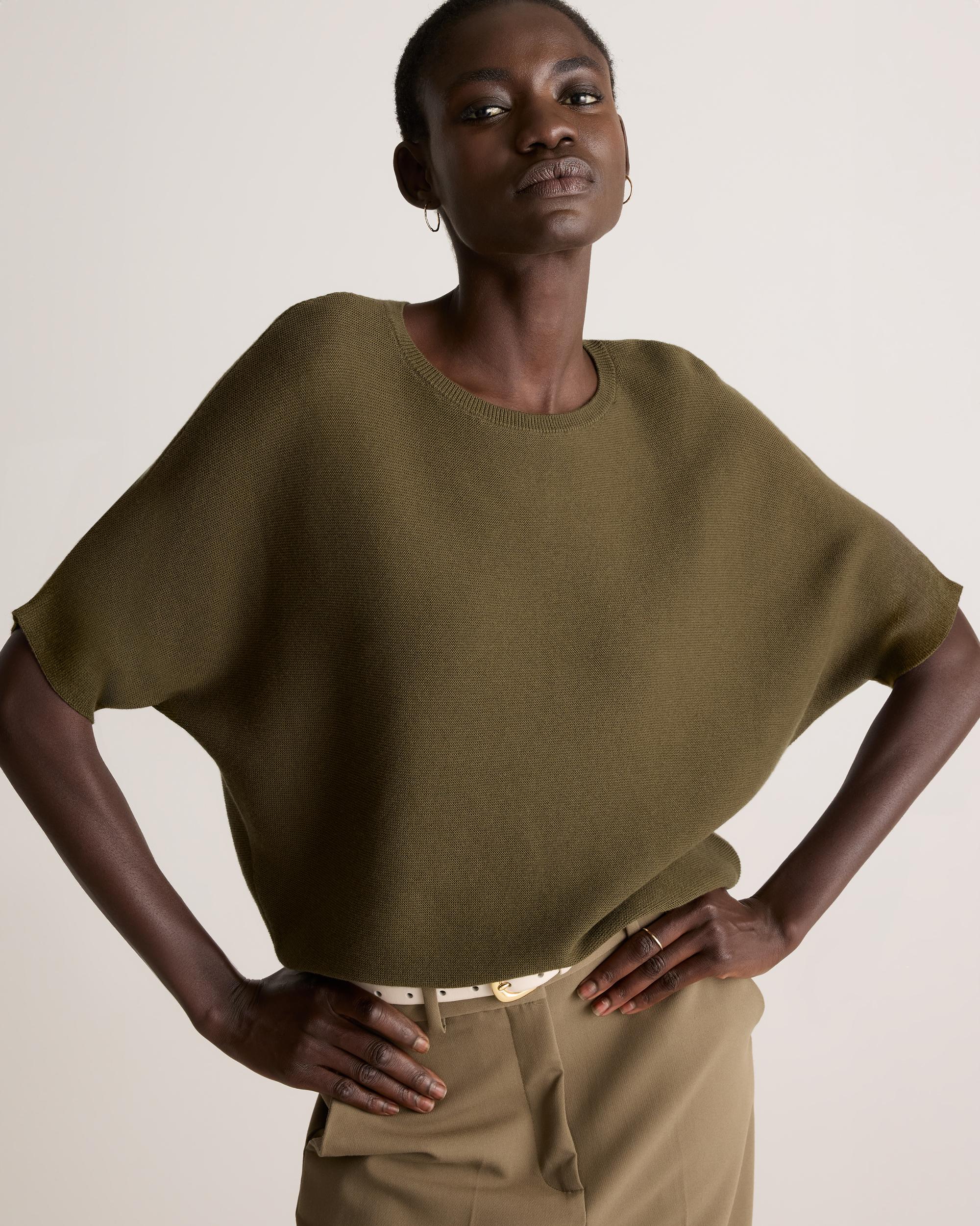 Quince | Women's Lightweight Cotton Cashmere Link-Stitch Dolman Sweater Size XS Product Image
