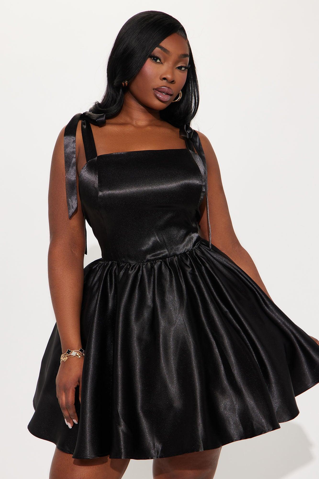 Darlene Satin Mini Dress - Black Product Image