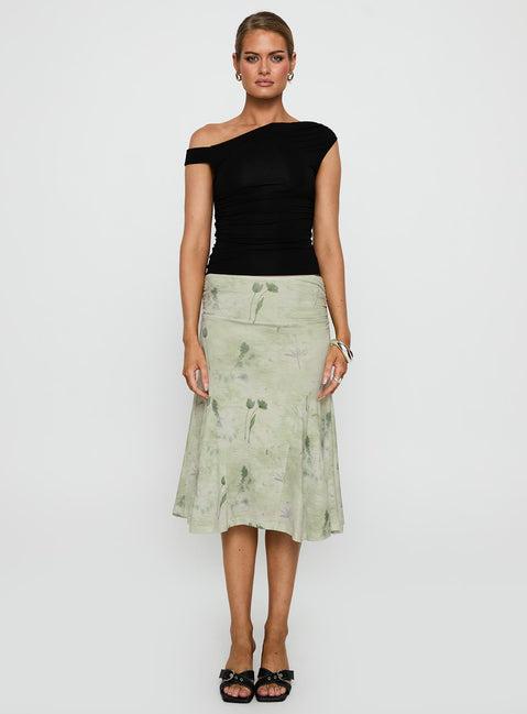 Lewish Low Rise Midi Skirt Green Floral Product Image