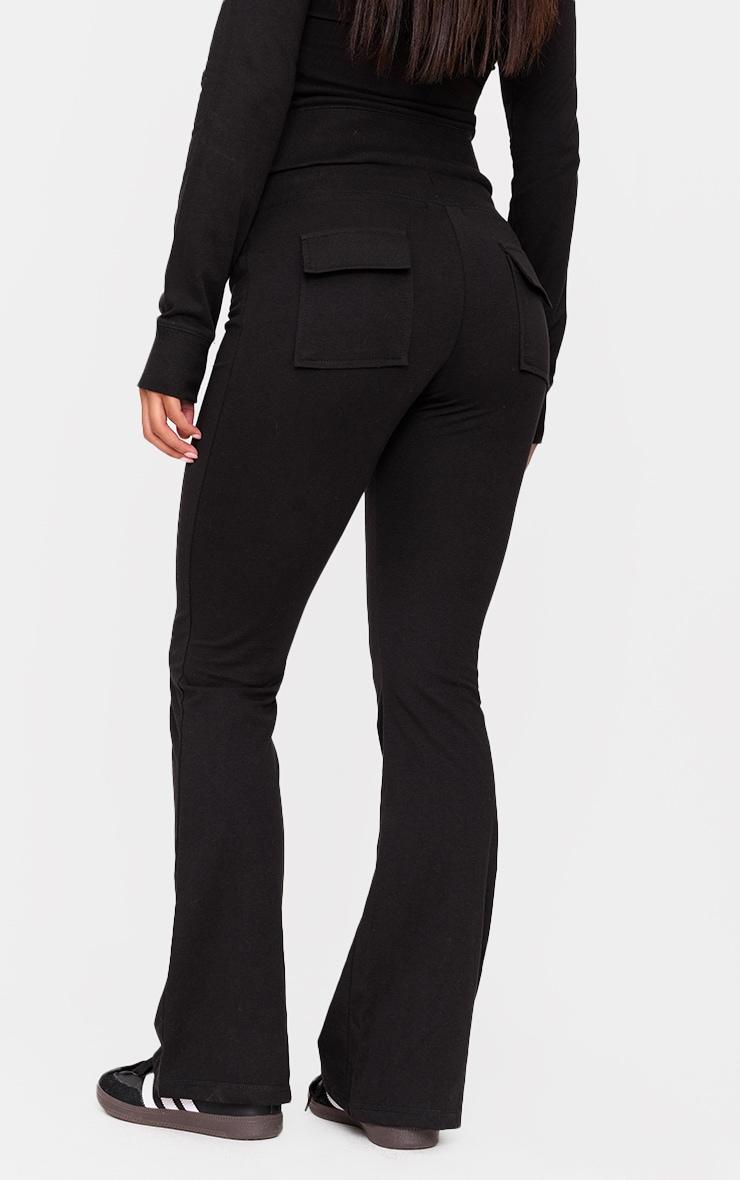 Black Low Rise Skinny Flare Pants Product Image
