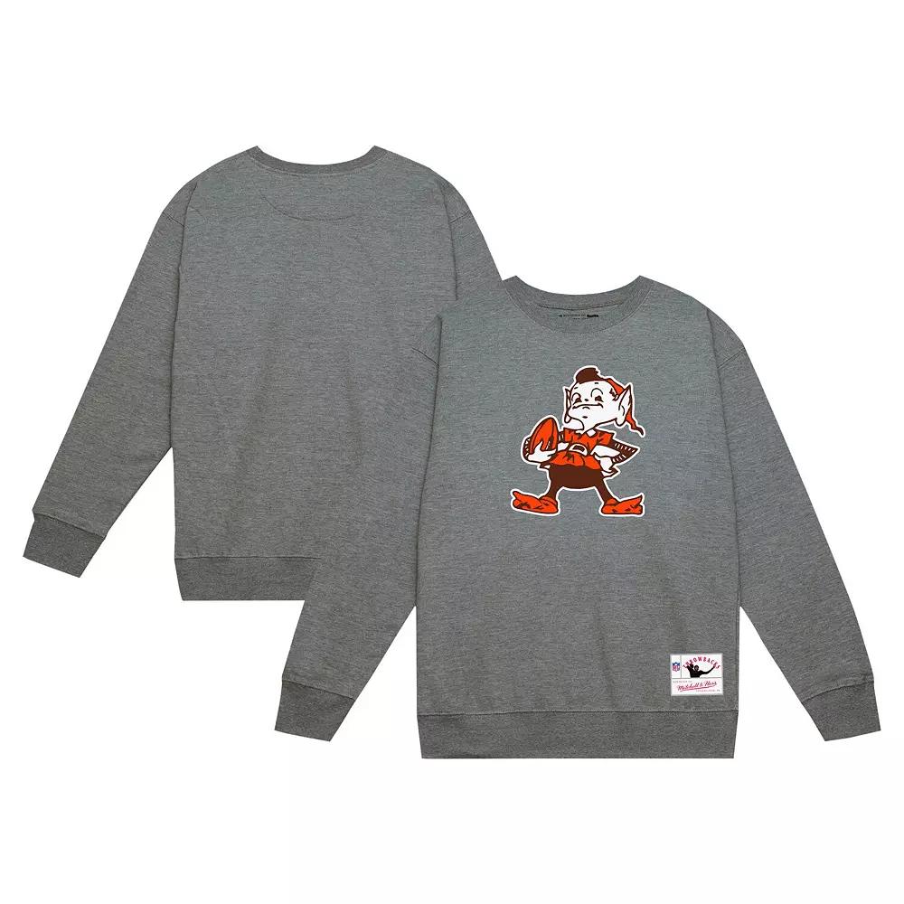 Men's Mitchell & Ness Heather Gray Cleveland Browns Basic Fleece Pullover Sweatshirt,  Product Image