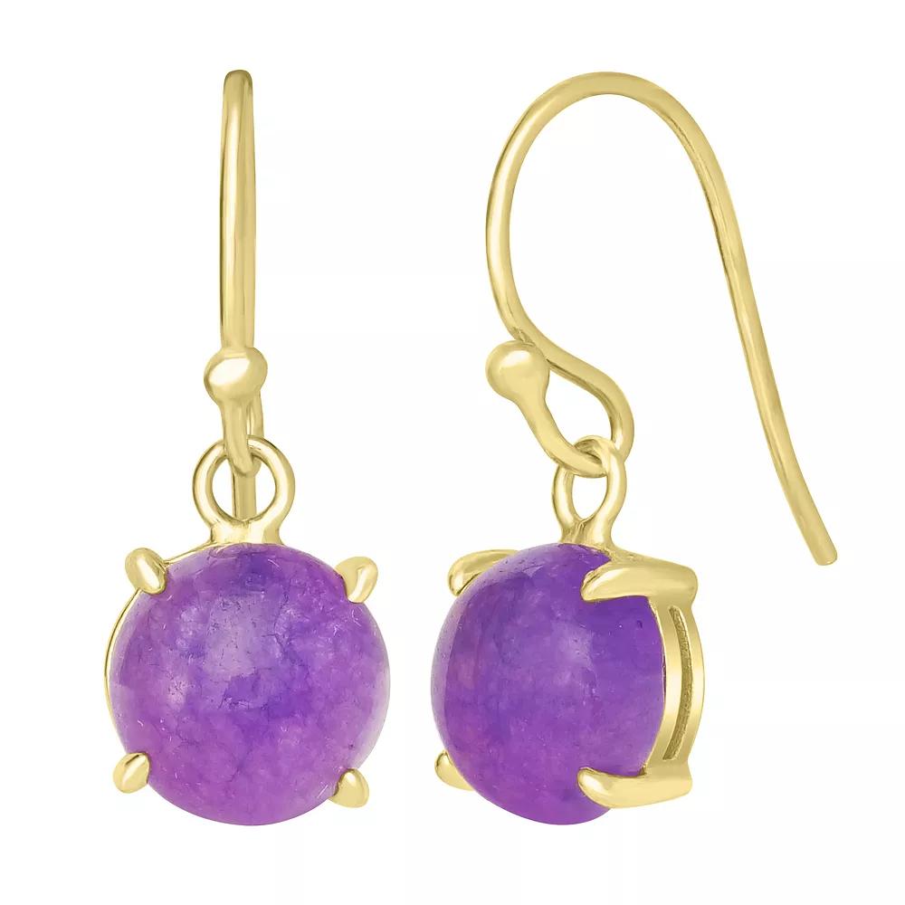 Gemistry 14k Gold Over Sterling Silver Stone Round Drop Earrings, Women's, Purple Product Image