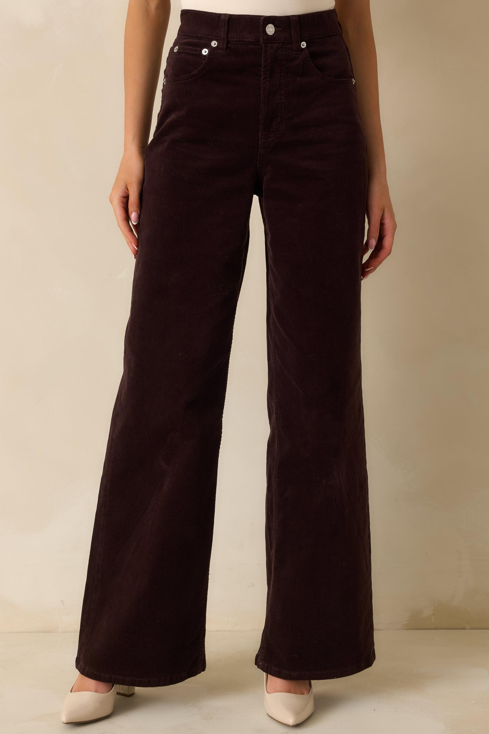 SPANXshape™ Truffle Brown Corduroy Wide Leg Jeans L / Brown Product Image