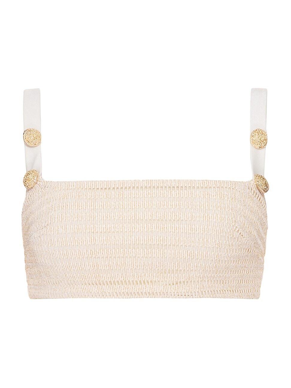 Womens Embellished Metallic Knit Bikini Top Product Image