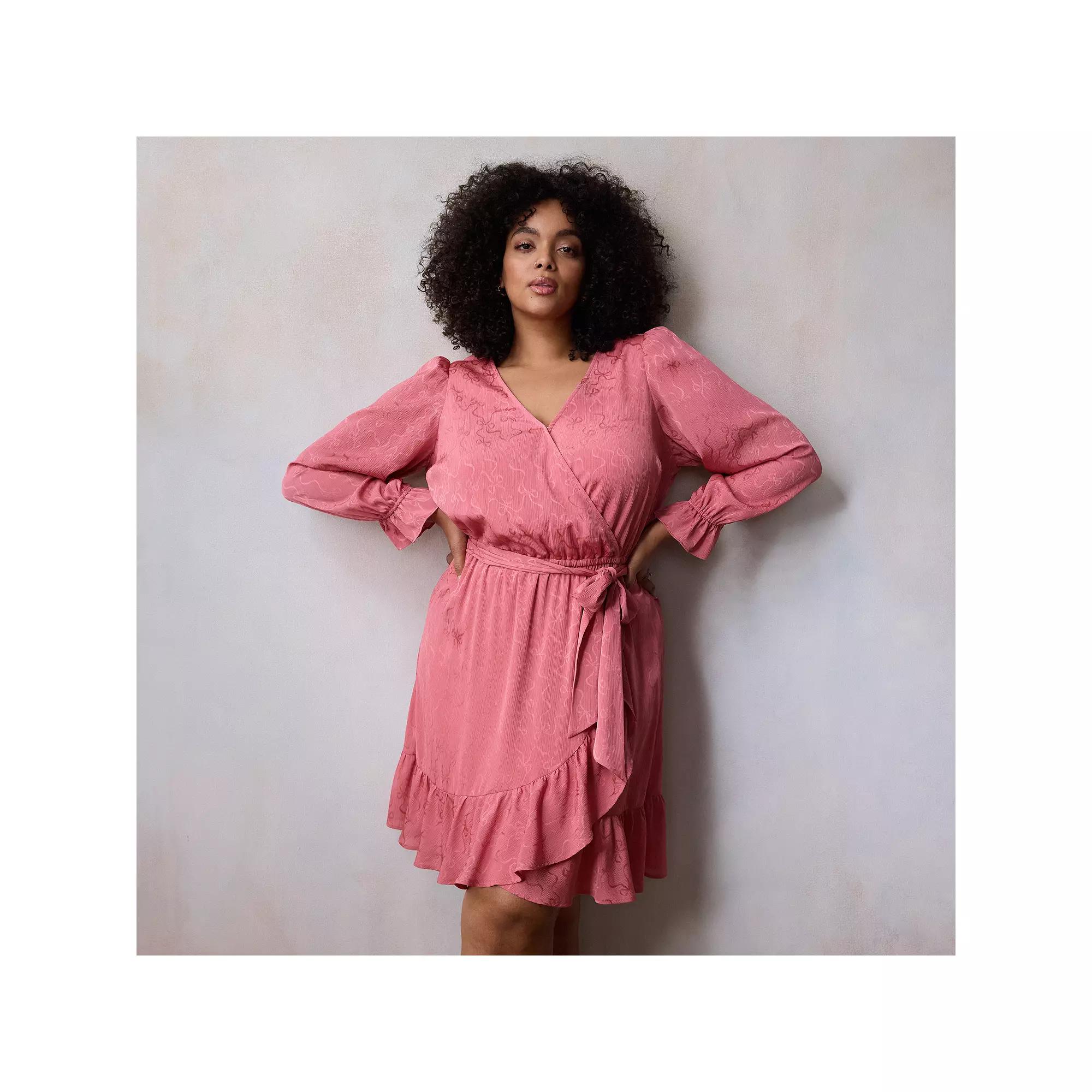 Plus Size LC Lauren Conrad Mini Wrap Dress, Women's, Size: 3XL, Jeannie Pink Product Image