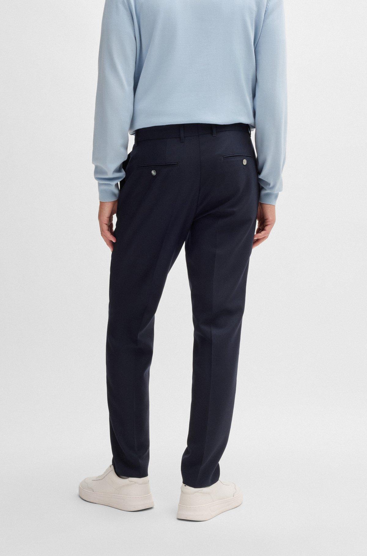 Slim-fit trousers in micro-patterned virgin wool Product Image