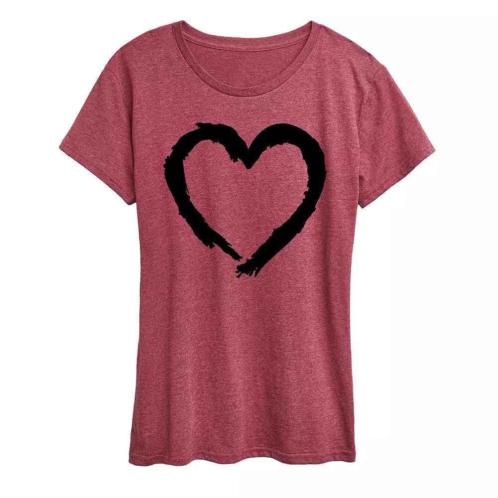 Women's Paintbrush Stroke Heart Graphic Tee,  Product Image