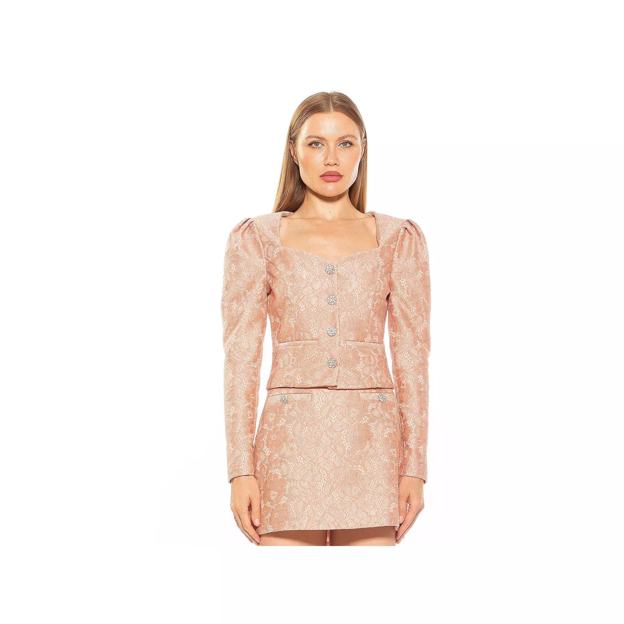 Women's ALEXIA ADMOR Rowan Long Puff Sleeve Sweetheart Lace Jacket,  Product Image