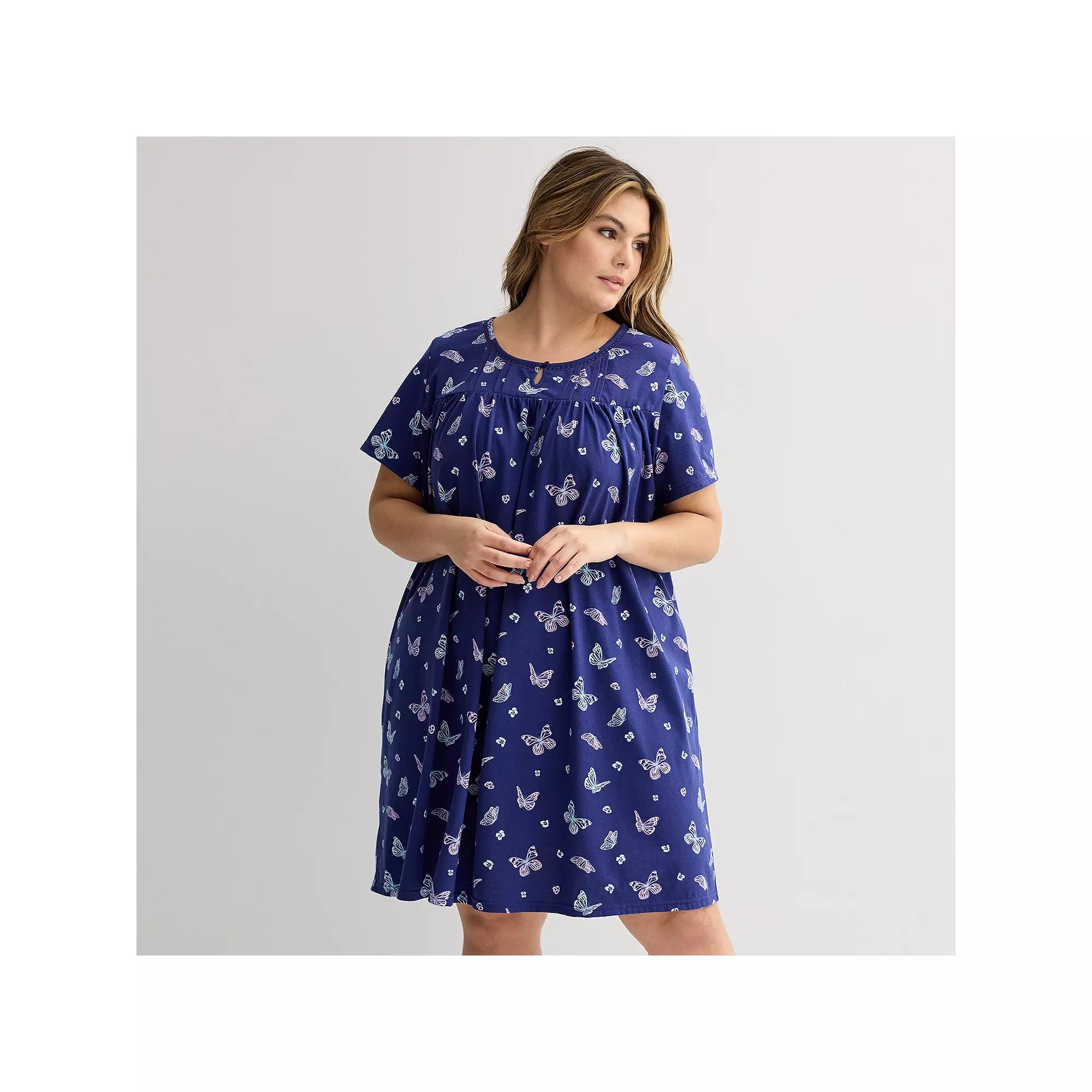 Plus Size Croft & Barrow® Knit Sleep Gown, Women's, Size: 3XL, Butterfly Dream Product Image