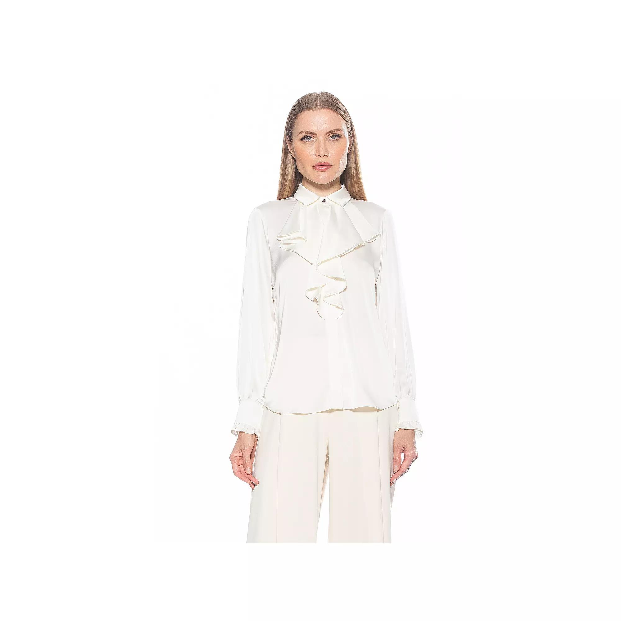 Women's ALEXIA ADMOR Brooks Silky Ruffle Blouse,  Product Image