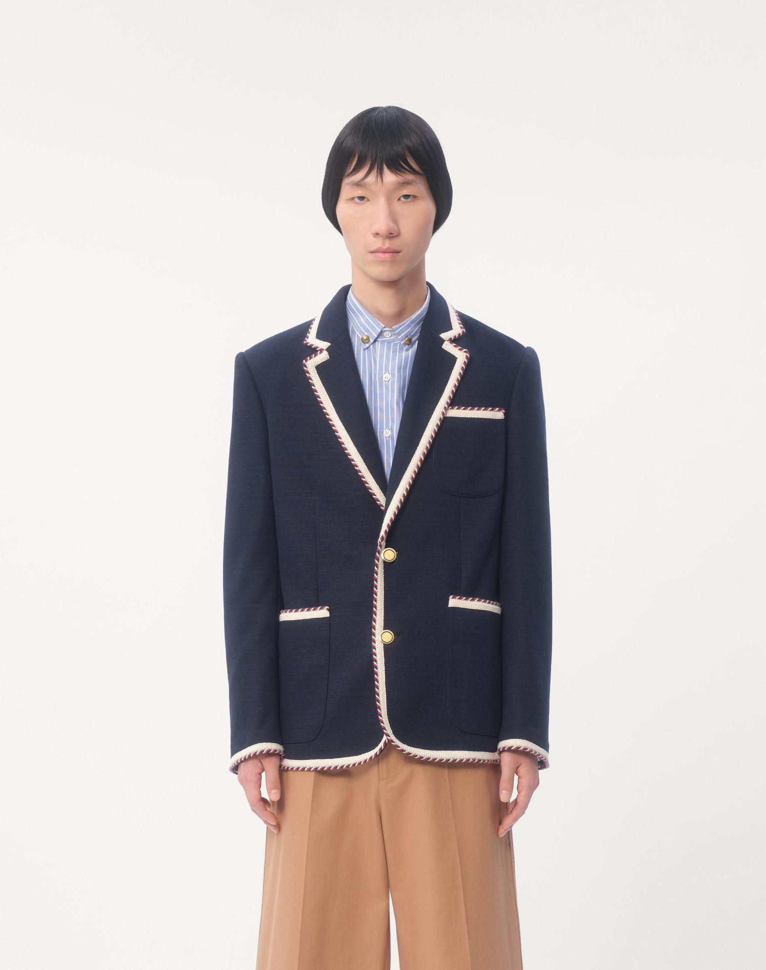 Single-Breasted Jersey Cotton Jacket With Torchon Piping Product Image