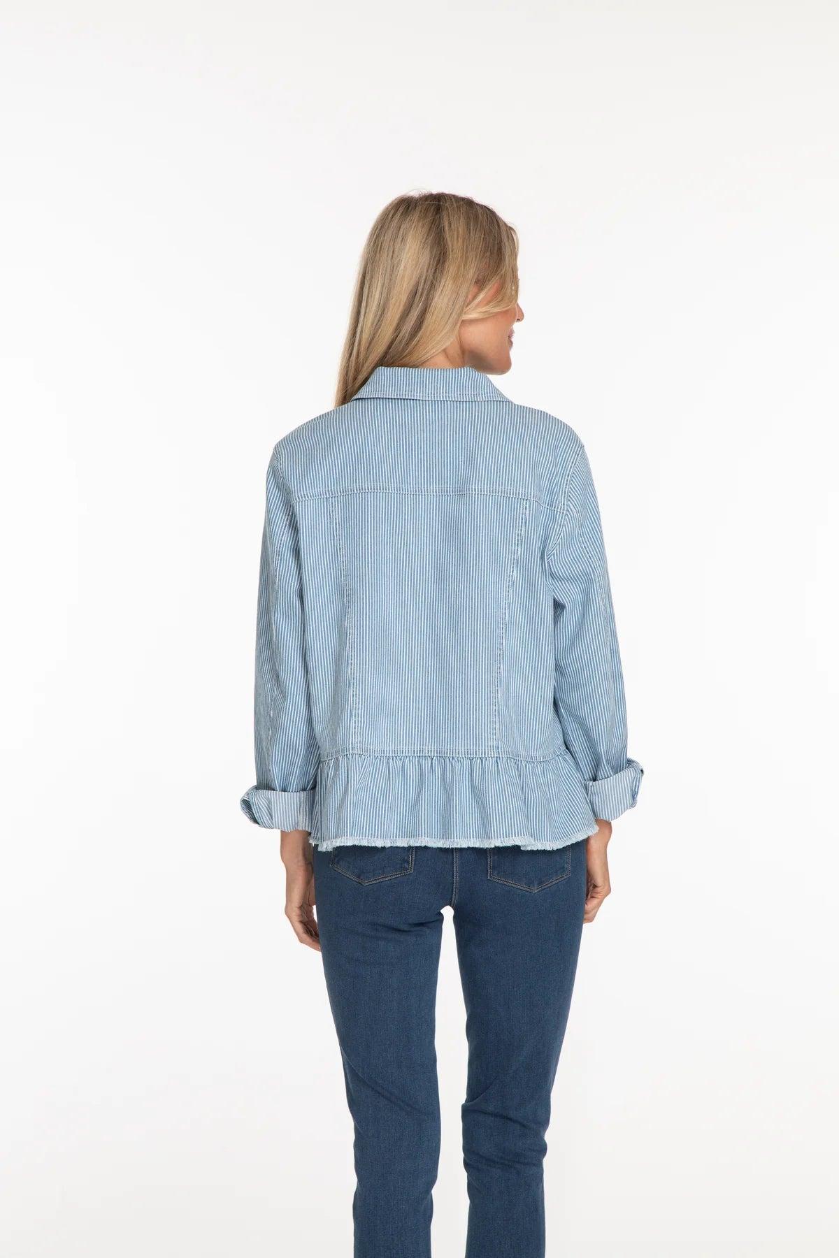 Railroad Stripe Denim Jacket Product Image