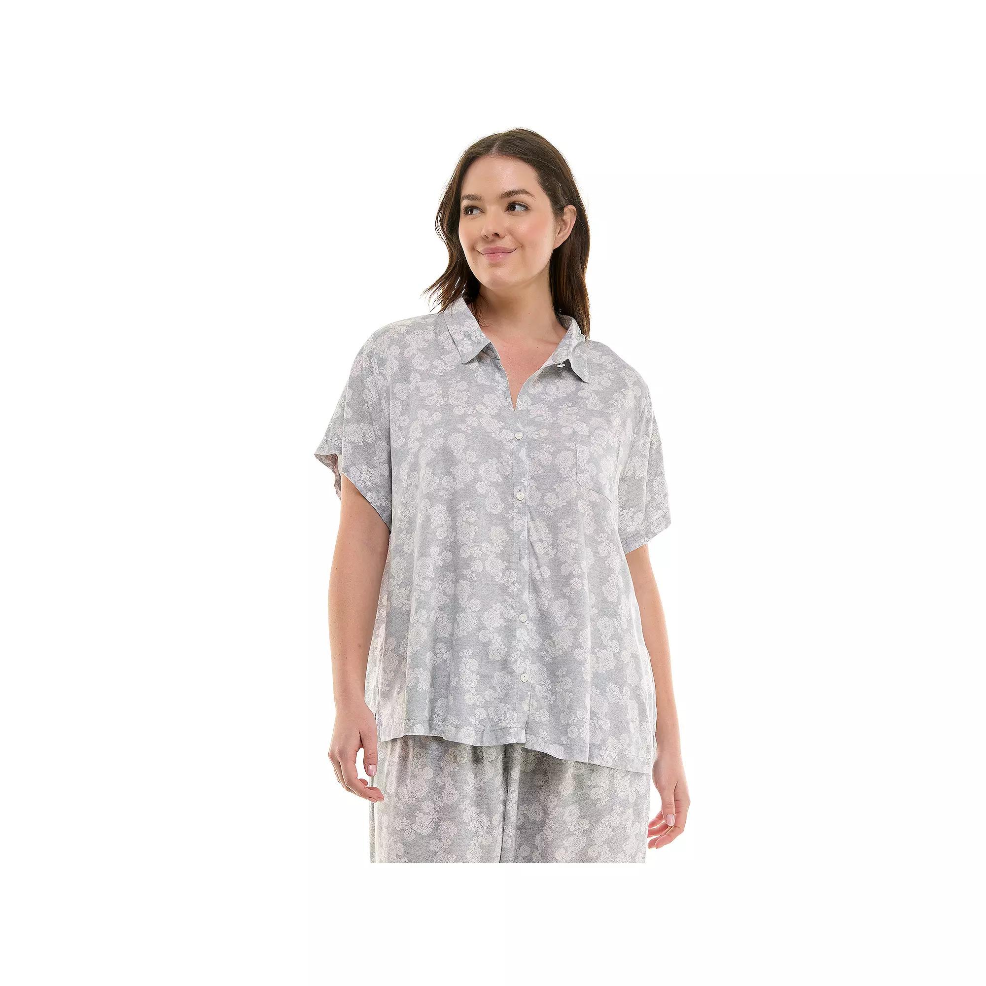 Plus Size Croft & Barrow® Woven Rayon Pajama Top, Women's, Size: 2XL, Belgian Lace Product Image