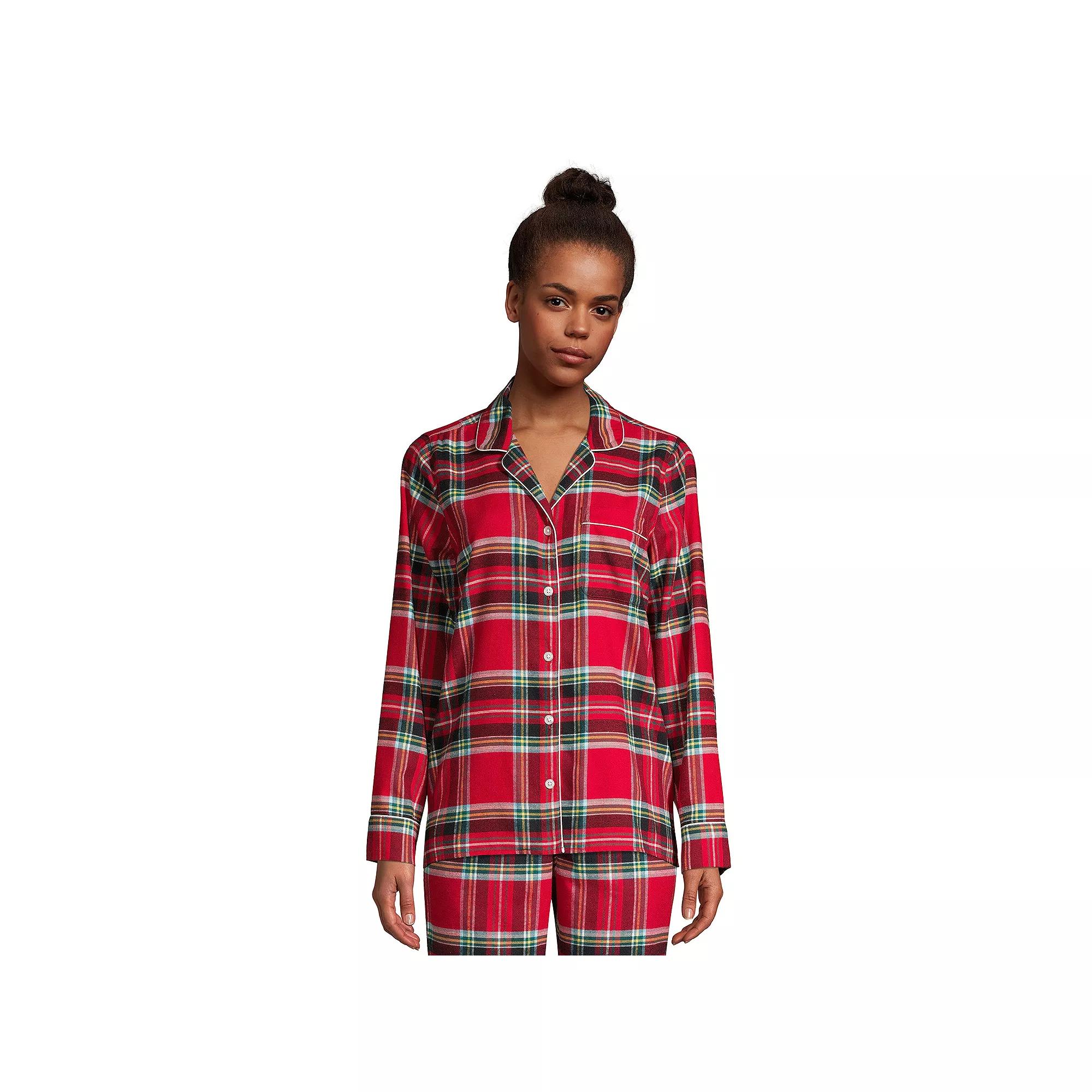 Women's Lands' End Long Sleeve Flannel Pajama Top,  Product Image