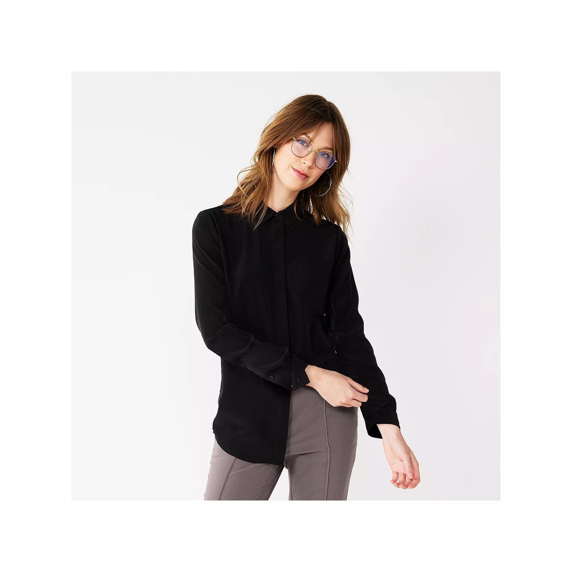 Women's Nine West Drapey Button Down Shirt,  Product Image