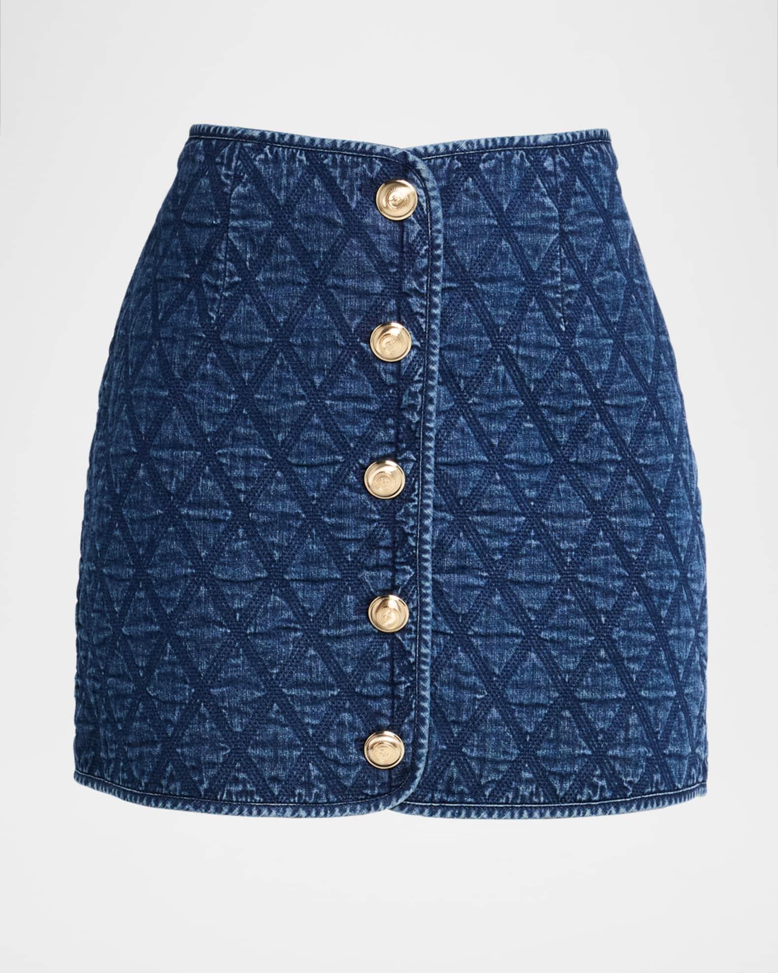 Gretchen Quilted Denim Mini Skirt Product Image