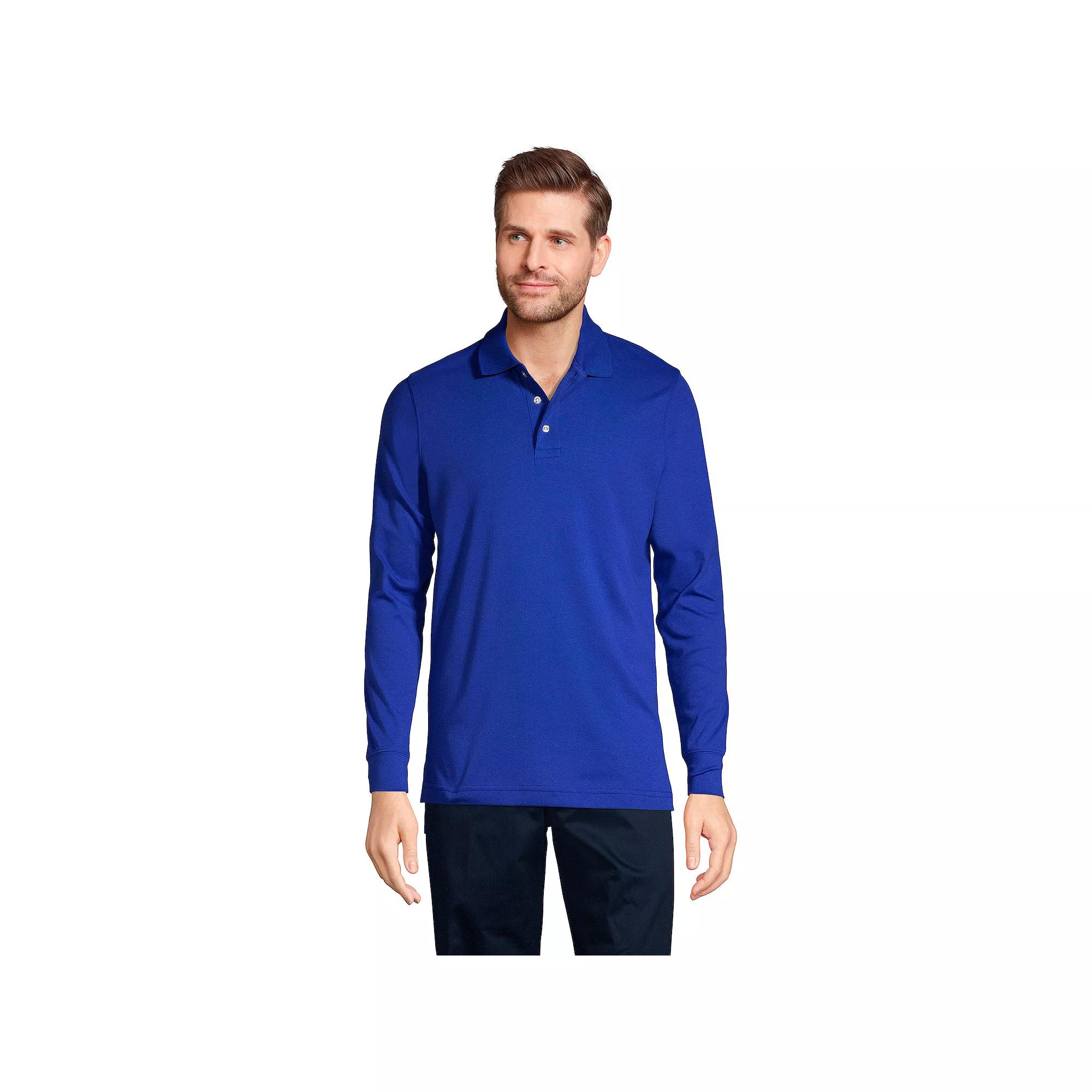 Mens Lands' End Long Sleeve Interlock Polo Shirt, Men's,  Product Image