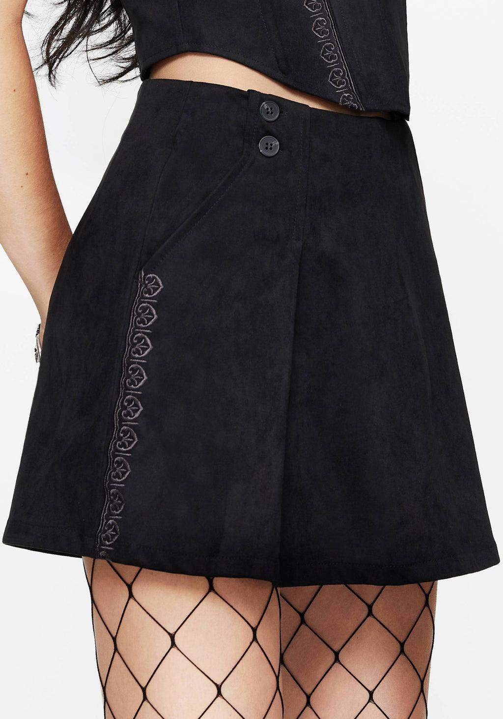 Lauma Embroidered Faux Suede Skort Product Image
