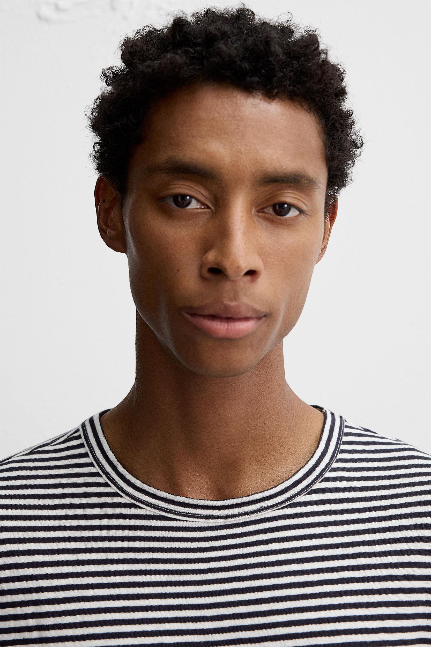 STRIPED COTTON LINEN BLEND T-SHIRT Product Image