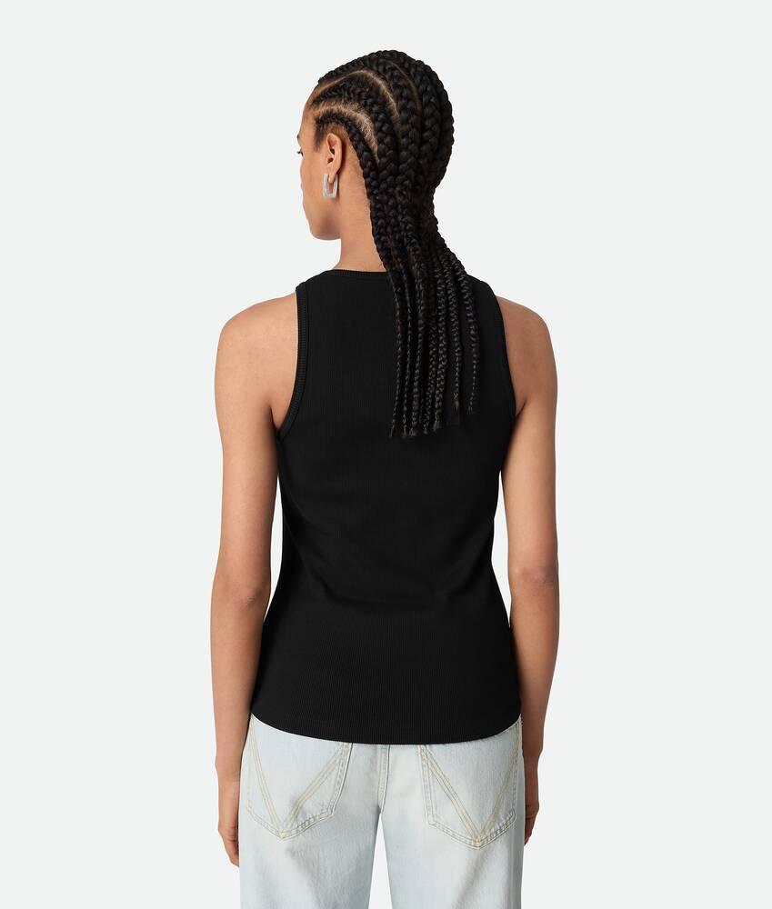 Women's Stretch Rib Cotton Tank Top in Black Product Image