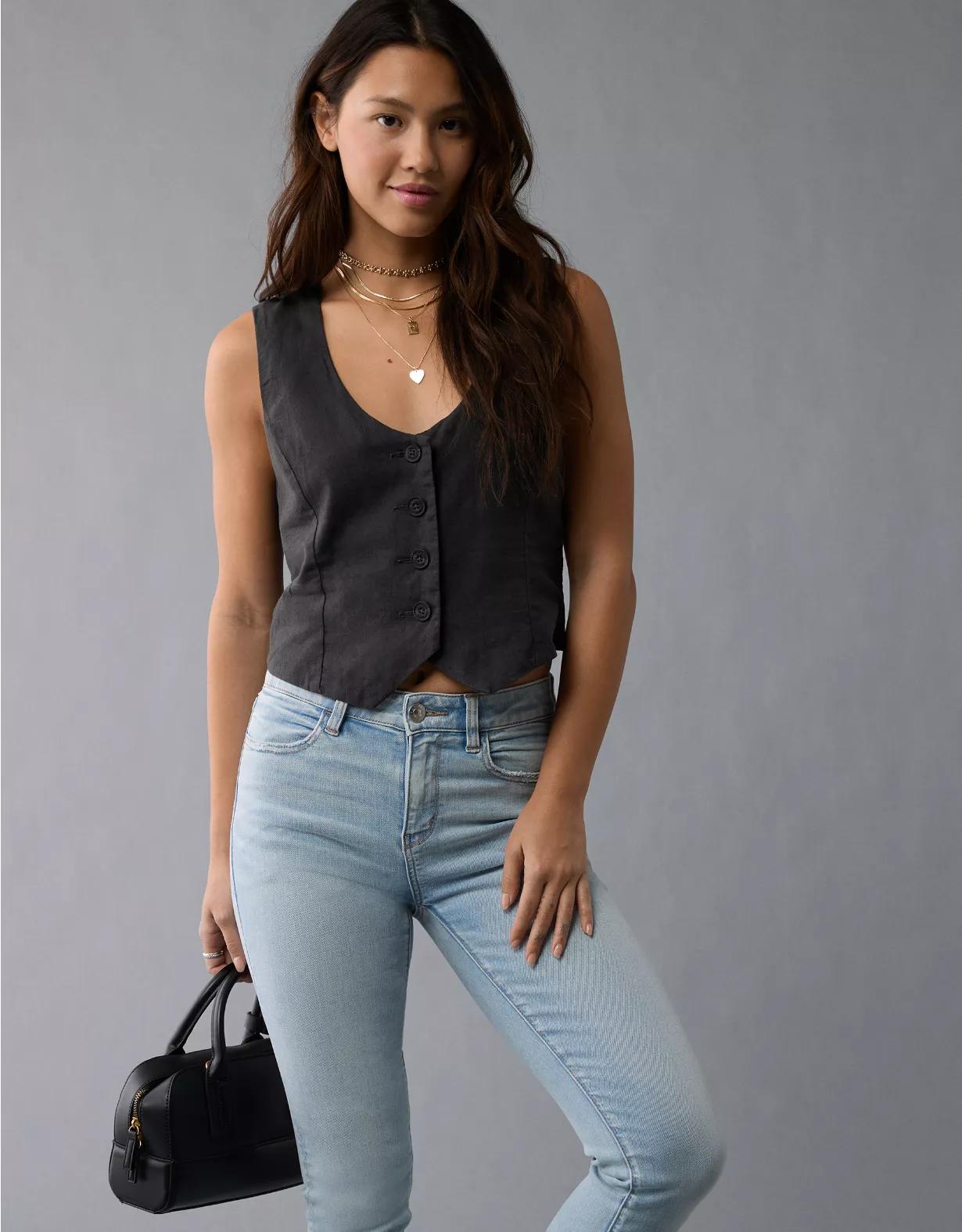 AE Linen-Blend Vest Product Image