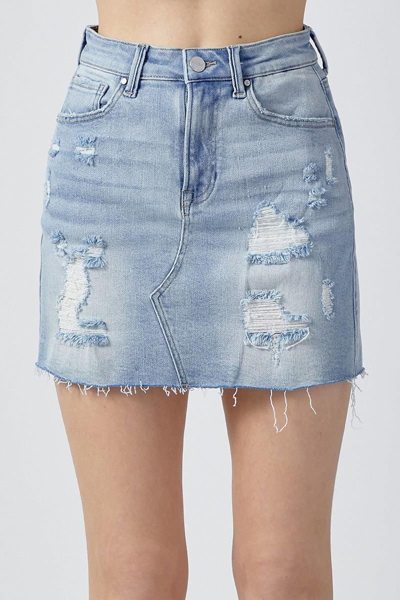 Distressed Mini Skirt Product Image