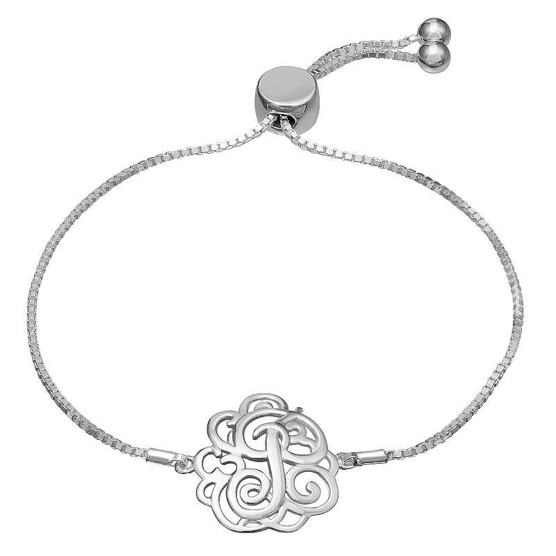 PRIMROSE Sterling Silver Monogram Initial Adjustable Bracelet, Women's, Sterling F Product Image