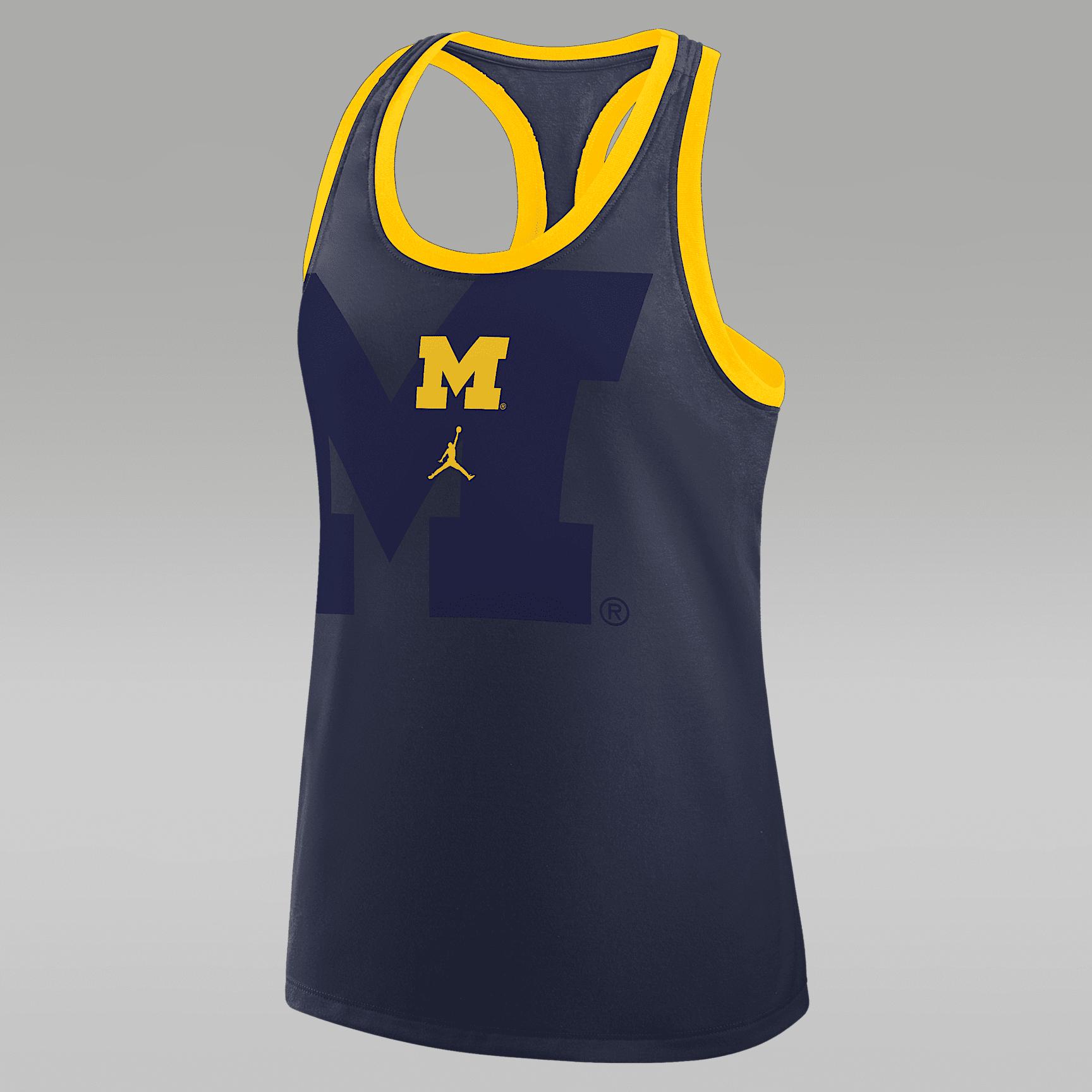 Women's Michigan Primetime Shadow Jordan Brand College Racerback Tank Top Product Image