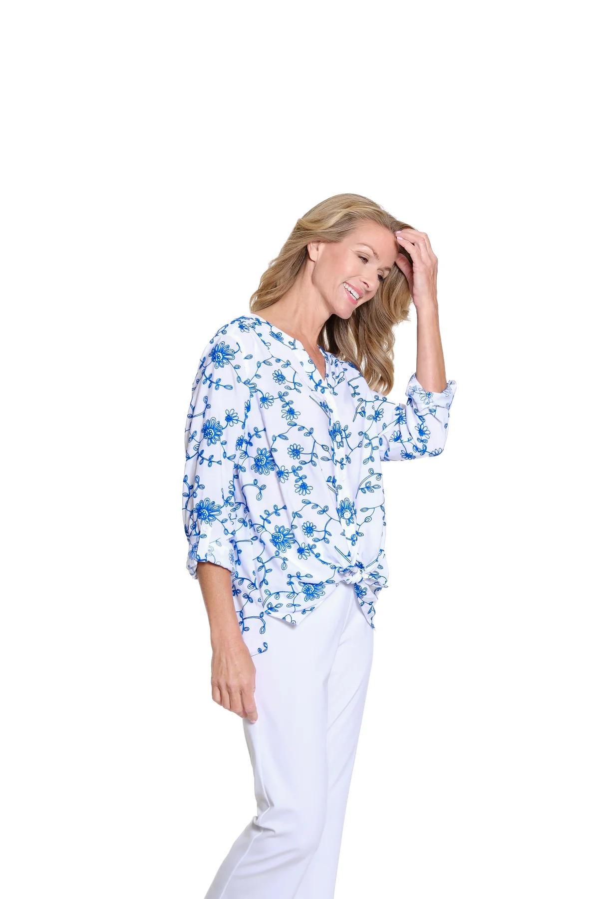Crinkle Woven Embroidered Shirt Product Image