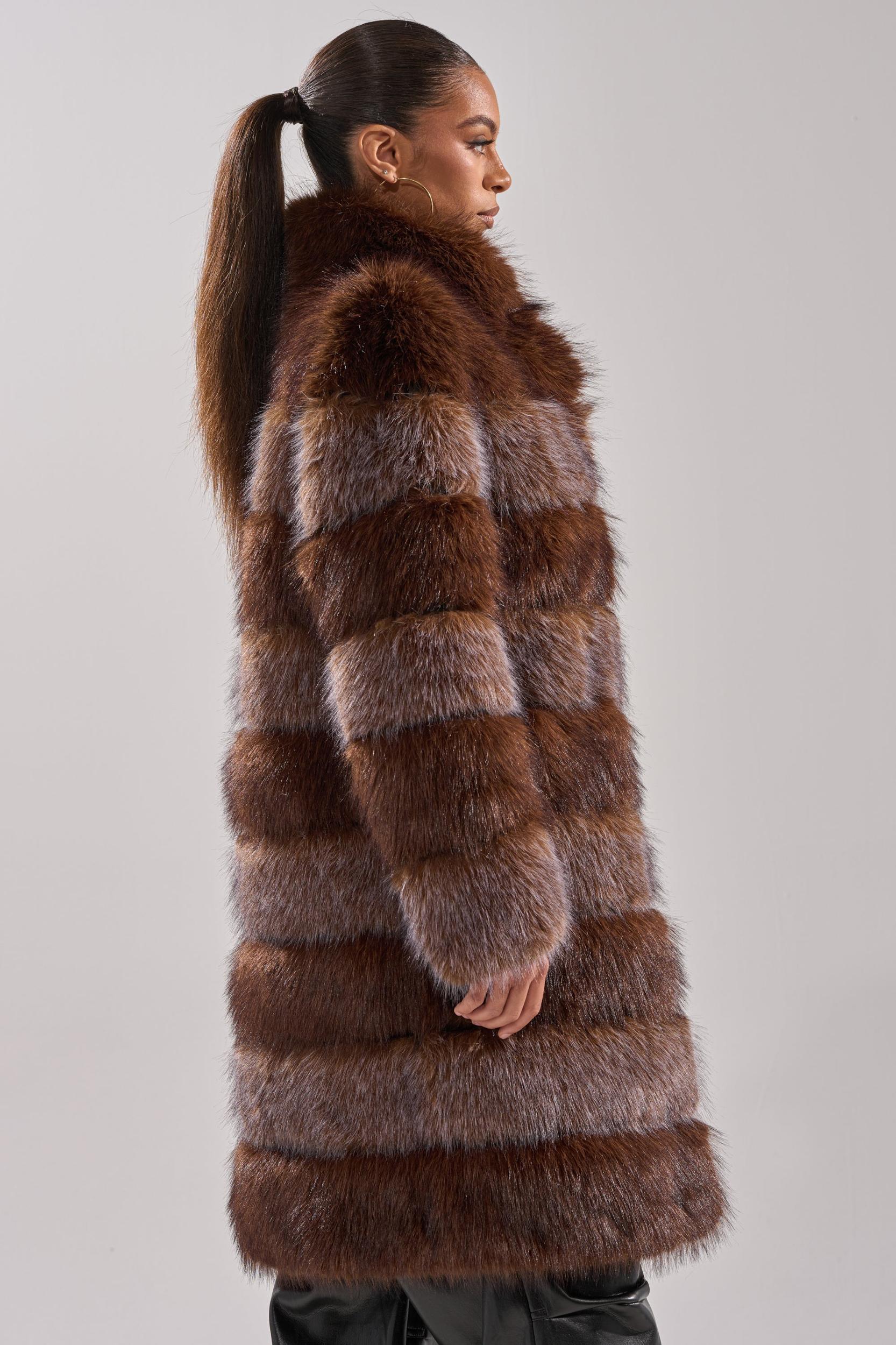 LITTLE BIT OF SPICE PANELED FAUX FUR COAT Product Image