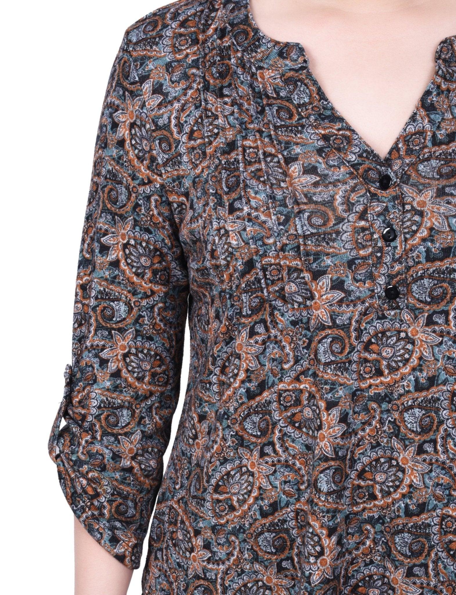 3/4 Length Roll Sleeve Top - Petite Product Image