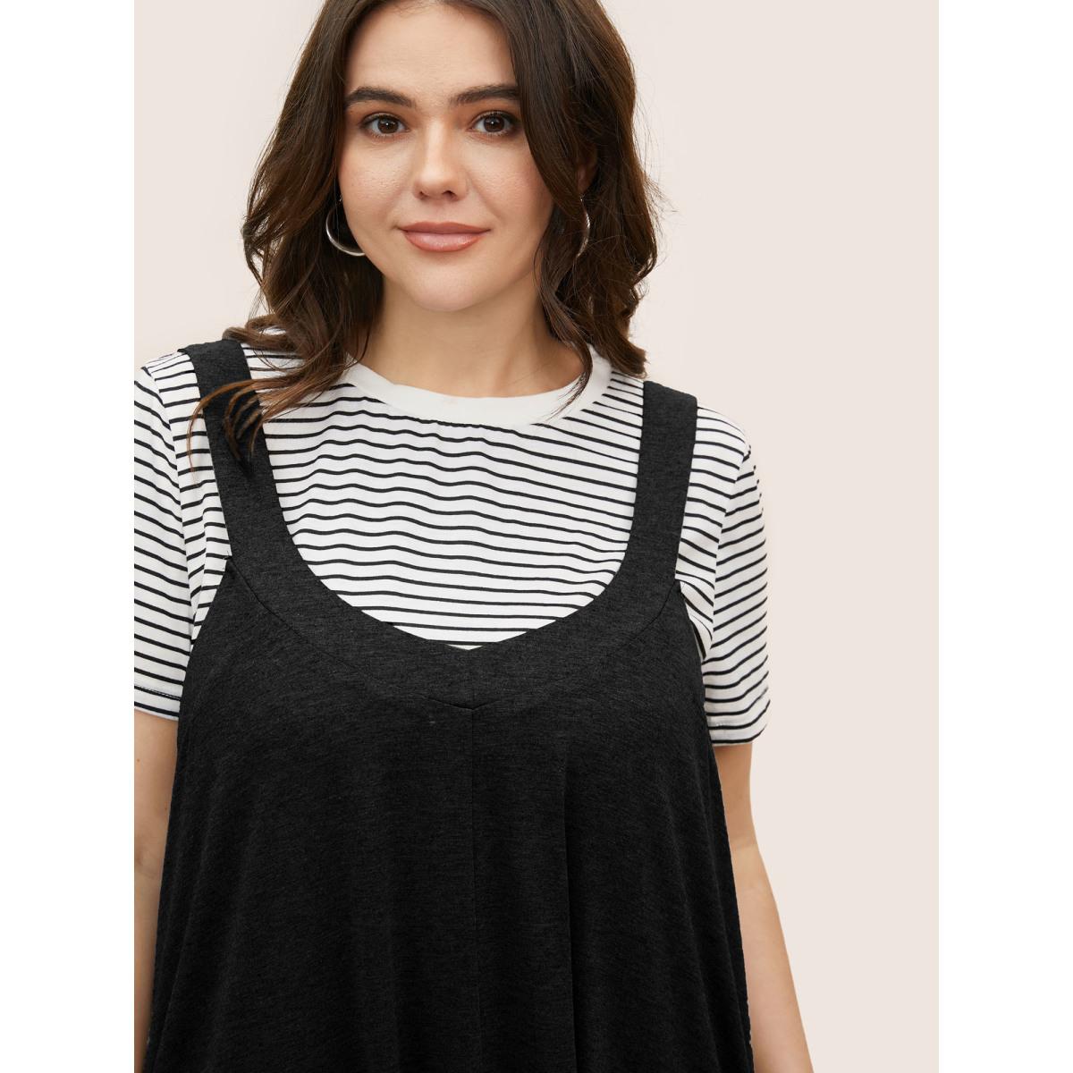 Plus Size Supersoft Essentials Plain Adjustable Straps Dress Black Women Casual Non Sleeveless Curvy BloomChic 14-16/1X Product Image