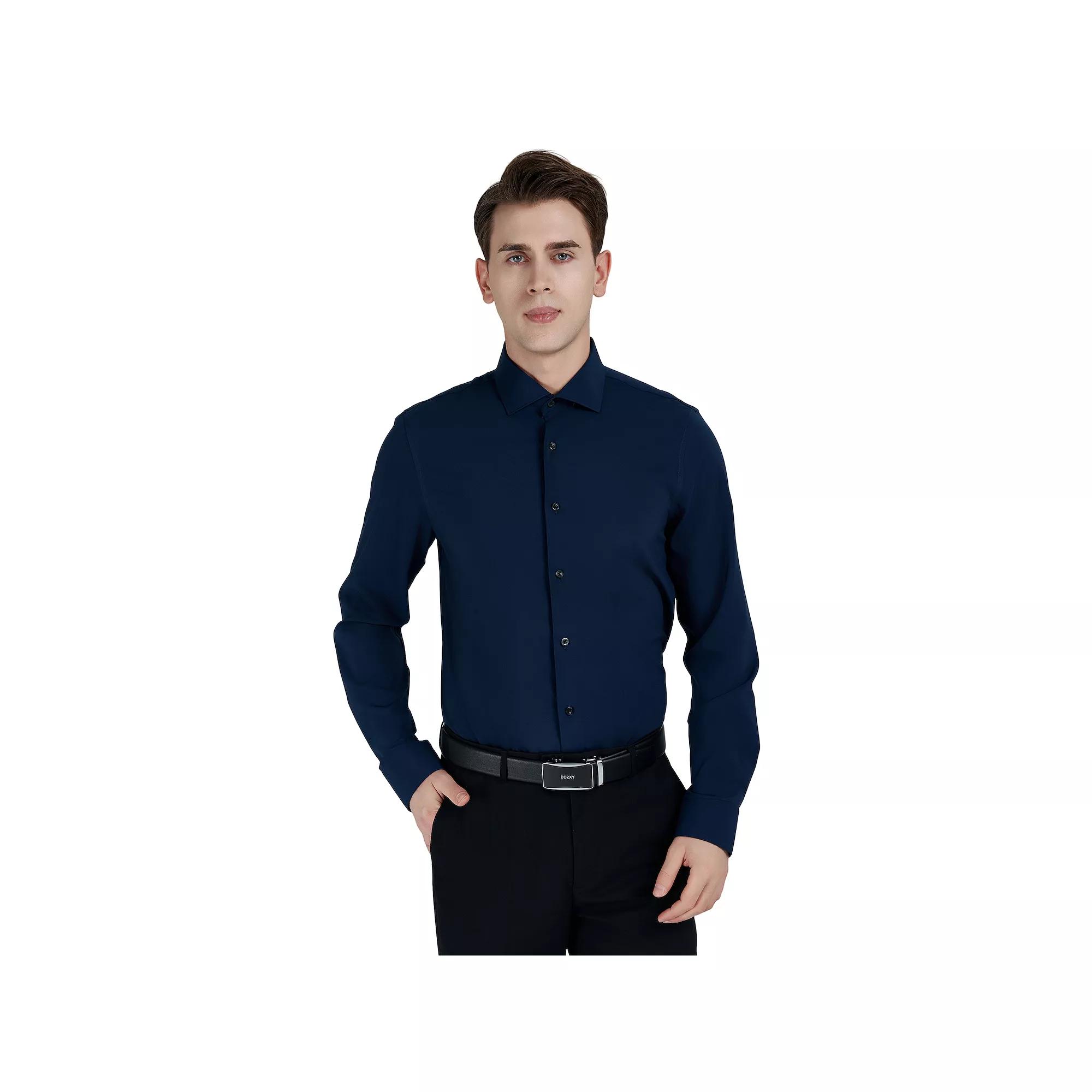 Men's Bespoke Slim-Fit Wrinkle Free Performance Dress Shirt, Size: Medium-34/35, True Blue Product Image