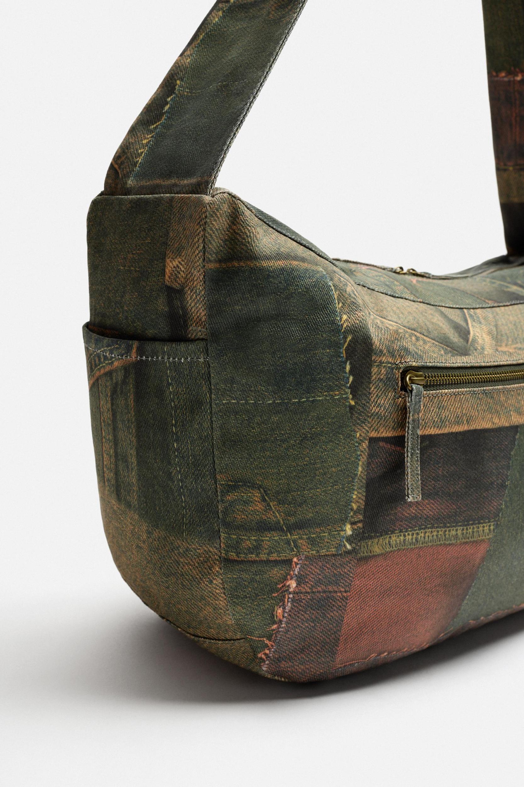 DENIM PRINT SHOULDER BAG Product Image