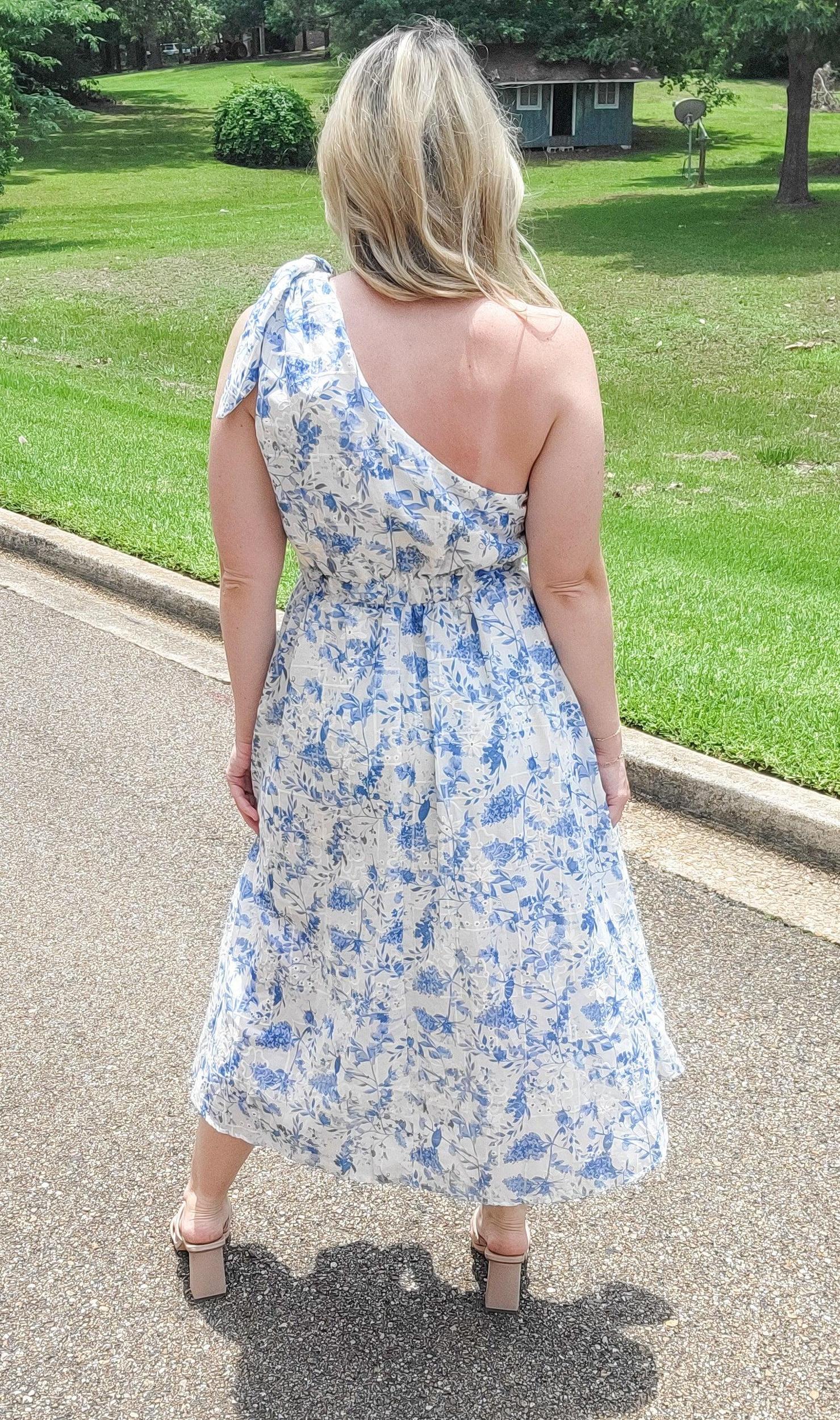 Seaside Floral Print Midi Dress (Small to Large) Product Image