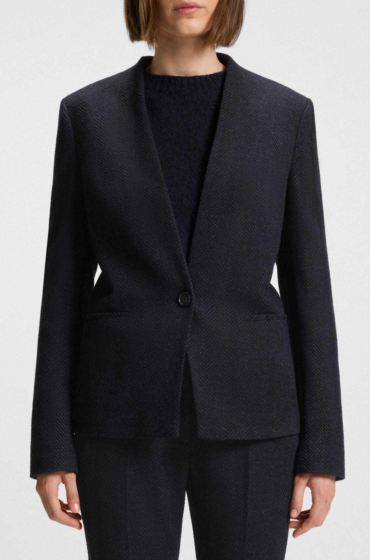 Regular-fit blazer in crease-resistant herringbone stretch jersey Product Image