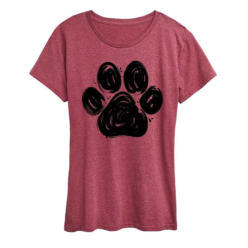 Women's Brushstroke Paw Print Graphic Tee, Girl's,  Product Image