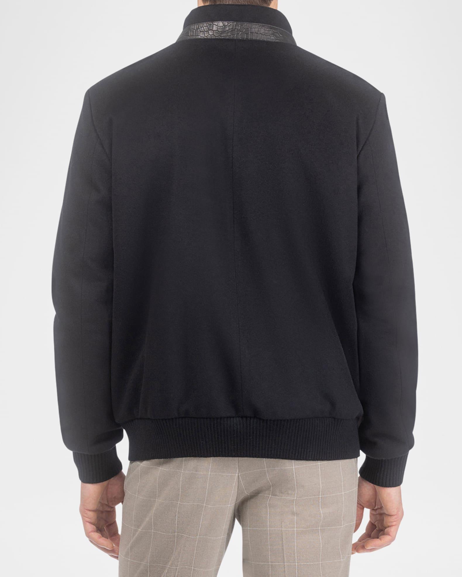 Men's Croco-Print Nappa Leather & Loro Piana Wool Bomber Jacket Product Image