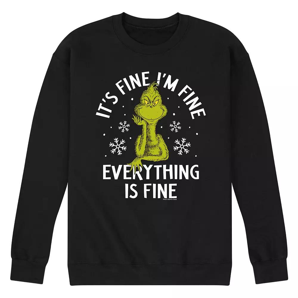 Men's Dr. Seuss I'm Fine Grinch Fleece Sweatshirt,  Product Image