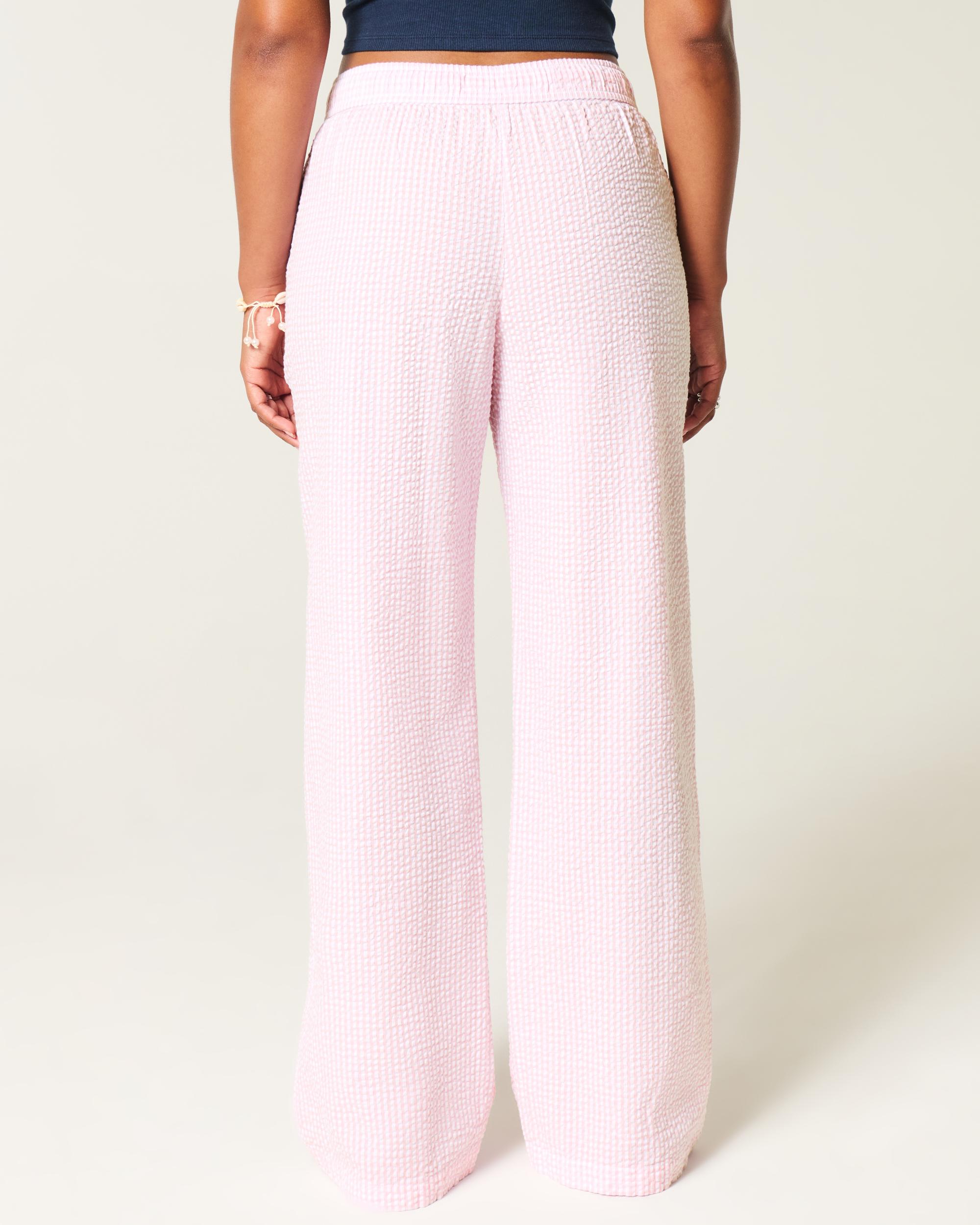 Seersucker Baggy Pull-On Pants Product Image