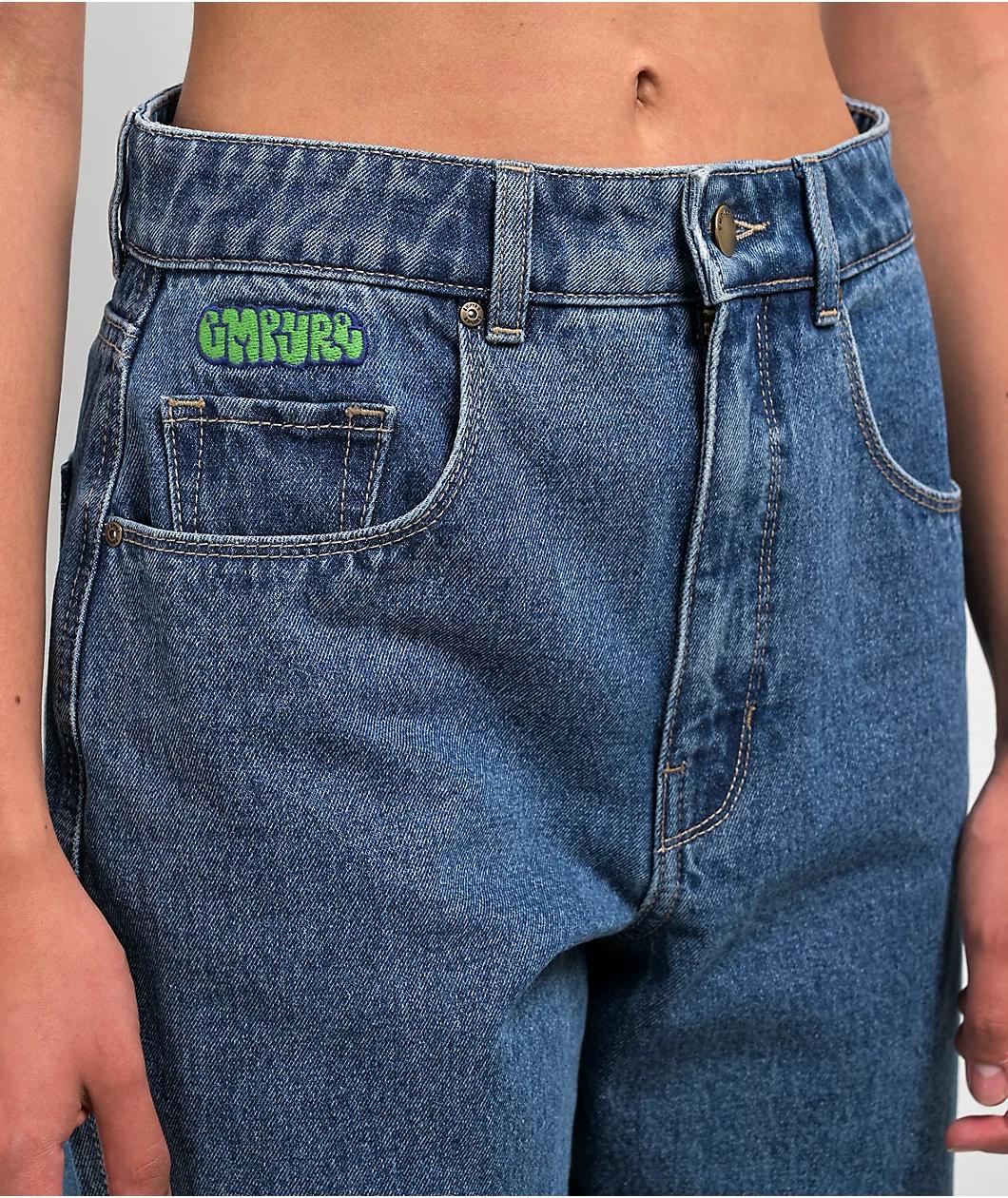 Empyre Tori Dragon Embroidery Blue Denim Skate Jeans Product Image