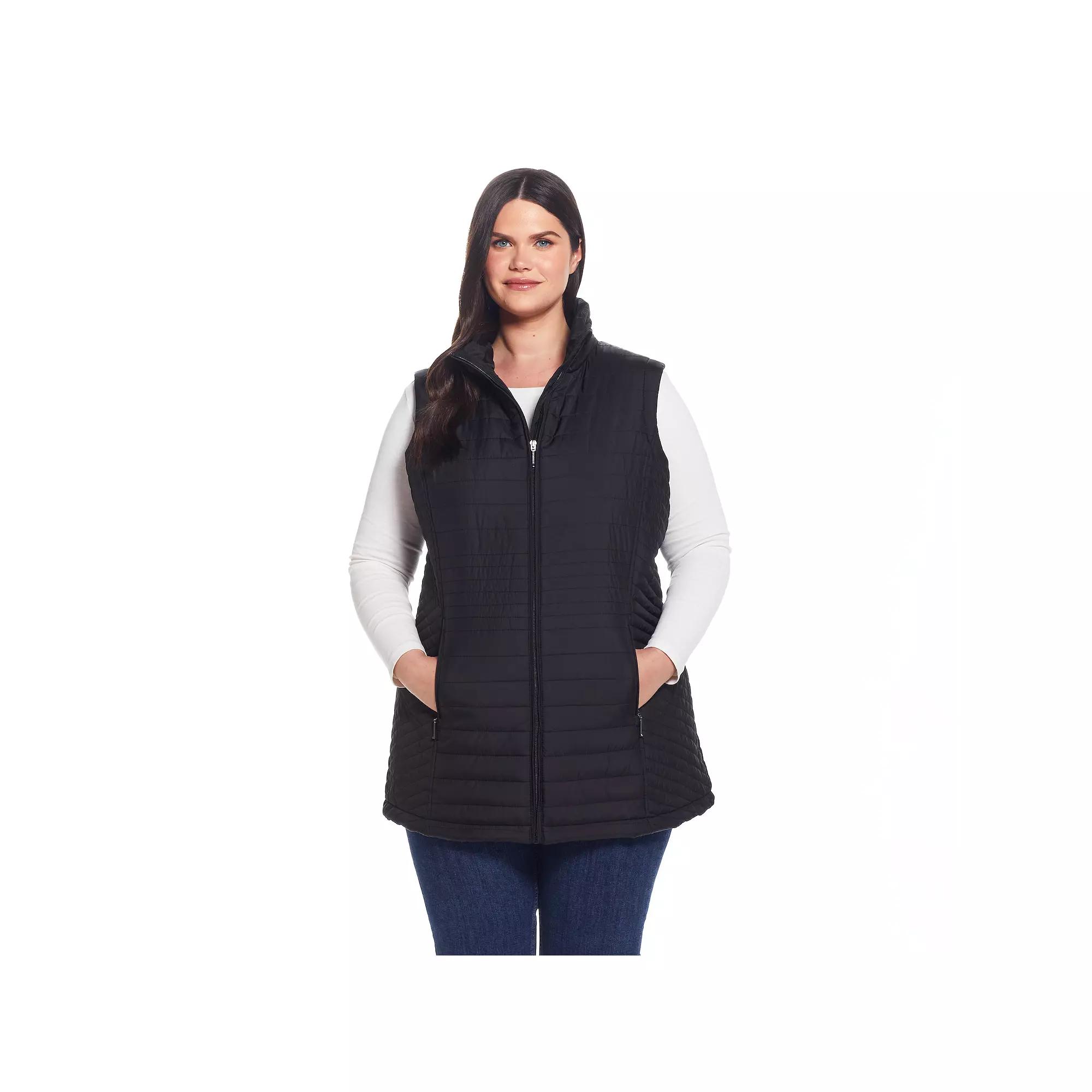 Plus Size Weathercast Channel Quilted Longline Vest, Women's, Size: 2XL, Hunter Product Image
