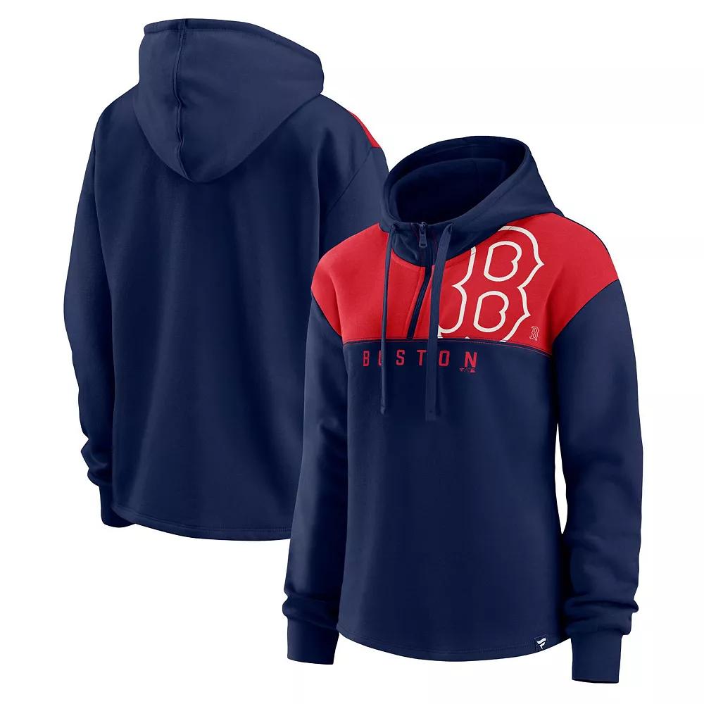 Women's Fanatics Branded Royal Chicago Cubs Iconic Overslide Color-Block Quarter-Zip Hoodie,  Product Image