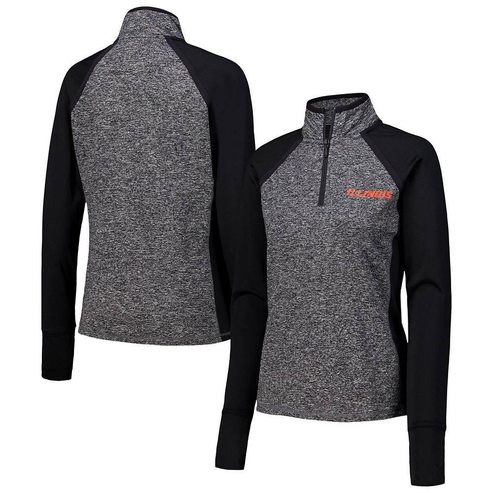 Women's Black Illinois Fighting Illini Finalist Raglan Quarter-Zip Jacket, Size: XXL Product Image