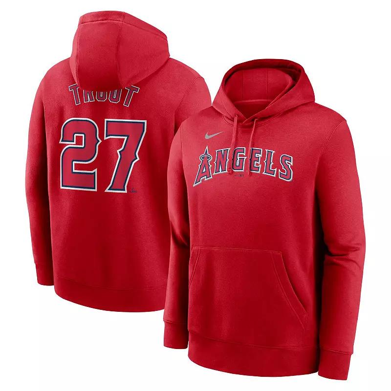 Men's Nike Mike Trout Red Los Angeles Angels Player Name & Number Club Pullover Hoodie,  Product Image