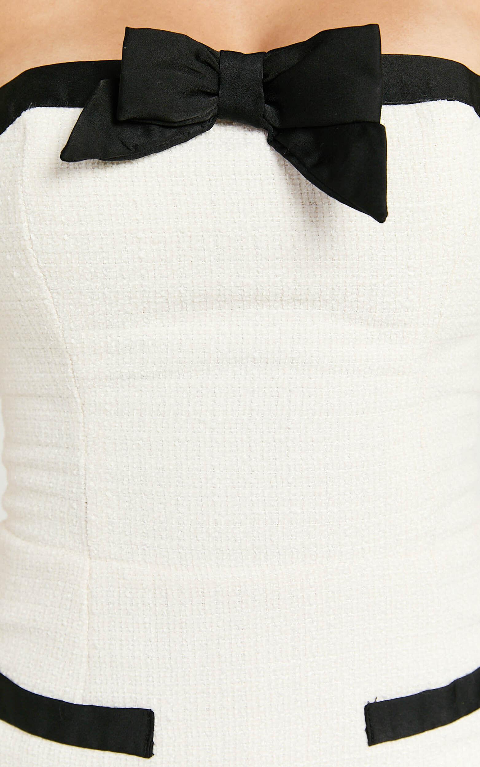 Skylee Playsuit - Bow Detail Mini Playsuit in Cream Product Image