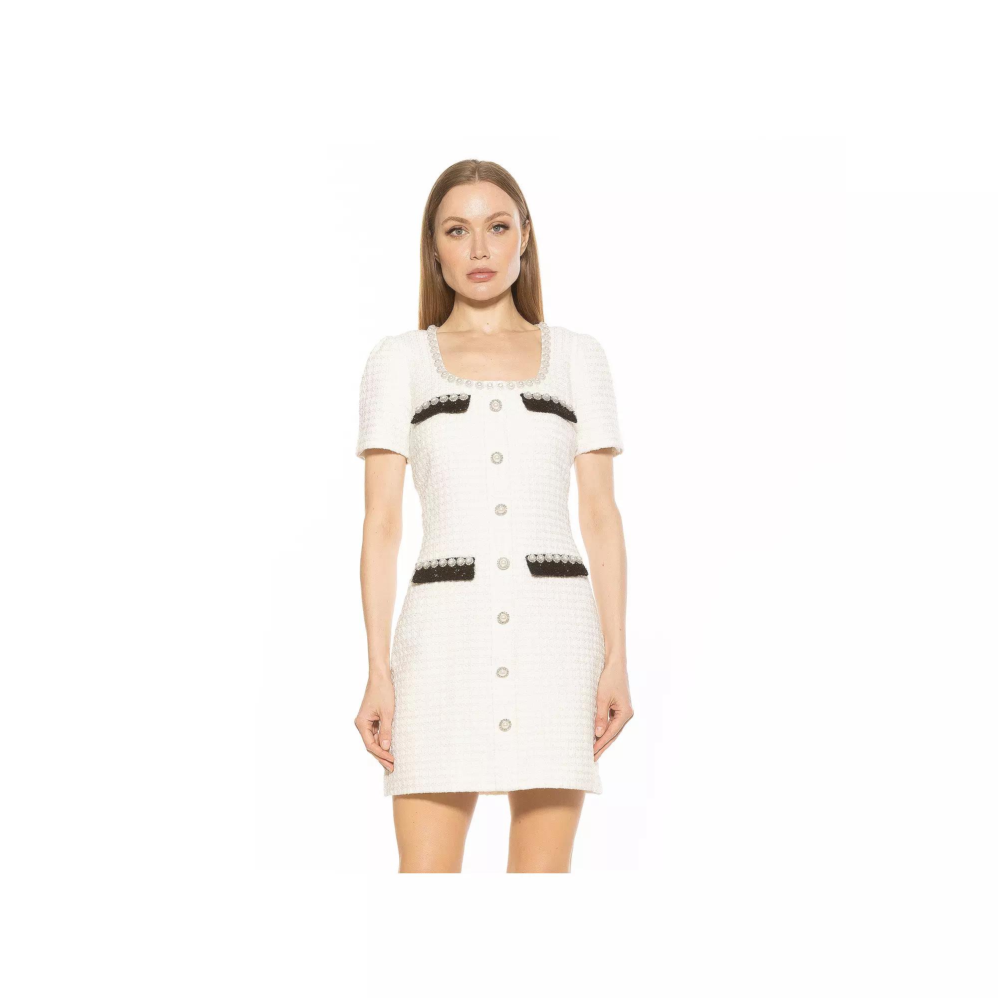 Women's ALEXIA ADMOR Aviva Tweed Scoop Neck Contrast Mini Dress,  Product Image