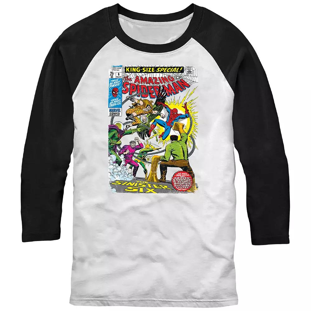 Men's Marvel Spider-Man Vs The Sinister Six Raglan Graphic Tee,  Product Image